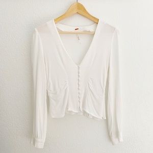 Free People romantic white button blouse
